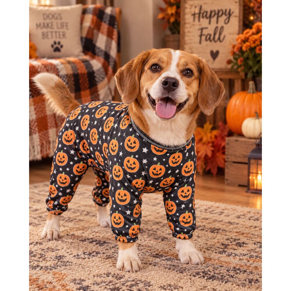 Halloween Polka Dot Dog Pjs –Costume Onesie, Medium, Fits 16–20", Up to 27 lbs